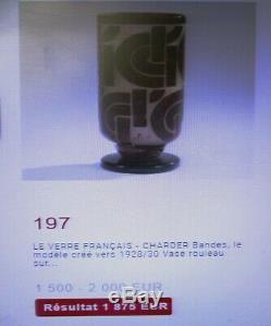 Charder Schneider Antique French Art Deco Cameo Vase Bandes Geometric Decor