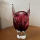 Chribska Cranberry Sommerso Cat's Head Art Glass Vase Joseph Hospodka Czech