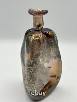 Chris Buzzini Art Glass Bottle Vase Artist Signed 3/1971 Early Career Piece
