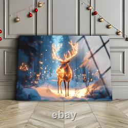 Christmas Wall Art, Deer Wall Art, Glass Wall Decor, Free Shipping