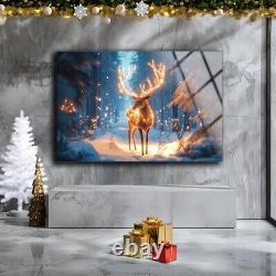 Christmas Wall Art, Deer Wall Art, Glass Wall Decor, Free Shipping