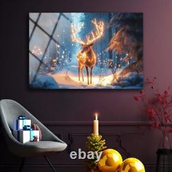 Christmas Wall Art, Deer Wall Art, Glass Wall Decor, Free Shipping