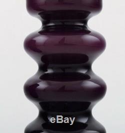 Collection of Swedish art glass, 7 purple vases in modern design