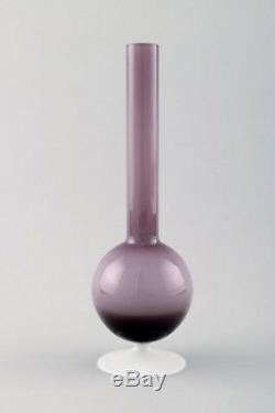 Collection of Swedish art glass, 7 purple vases in modern design