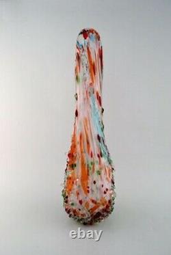 Colossal Murano floor vase in colorful mouth blown art glass. Budded style 1960s