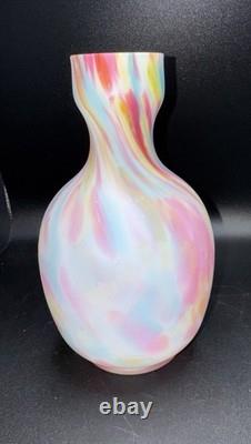 Confetti Art Glass Vase Bulbous Body Narrow Neck Multicolor Decorative Vase UV