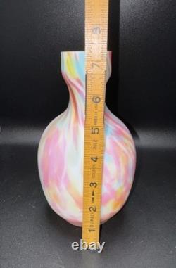 Confetti Art Glass Vase Bulbous Body Narrow Neck Multicolor Decorative Vase UV