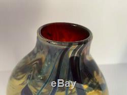 Craig Zweifel Hearts & Vines Oval Iridescent Glass Art Vase, Signed & Dated- NR