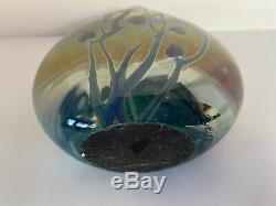 Craig Zweifel Hearts & Vines Oval Iridescent Glass Art Vase, Signed & Dated- NR