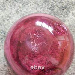 Cranberry Art Glass Bowl Tricia Allen (signed)