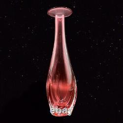 Cranberry Art Glass Vase Tall Sign M Tampa 1998 Vintage 10T 2.5W Vintage