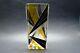 Czech Art Deco Modernism Crystal Glass Vase With Black And Yellow Enamel K Palda