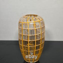 Czech Art Glass Orange Grid Vase by Ladislav Palecek Beranek