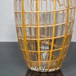 Czech Art Glass Orange Grid Vase by Ladislav Palecek Beranek