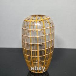 Czech Art Glass Orange Grid Vase by Ladislav Palecek Beranek