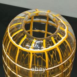 Czech Art Glass Orange Grid Vase by Ladislav Palecek Beranek