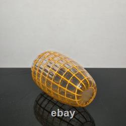 Czech Art Glass Orange Grid Vase by Ladislav Palecek Beranek