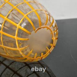 Czech Art Glass Orange Grid Vase by Ladislav Palecek Beranek