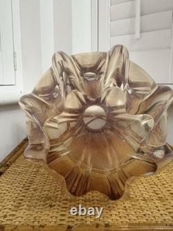 Czech Glass Chribska Heavy Glass Vase by Josef Hospodka Pink and Amber