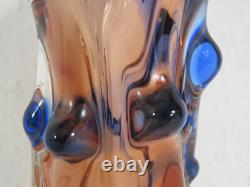 Czech Niagara Range by Karel Zemek for Mstisov Glass Coral and Cobalt Blue Vase