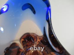 Czech Niagara Range by Karel Zemek for Mstisov Glass Coral and Cobalt Blue Vase