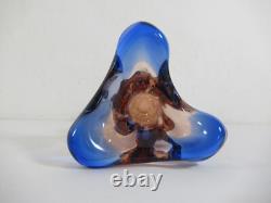 Czech Niagara Range by Karel Zemek for Mstisov Glass Coral and Cobalt Blue Vase