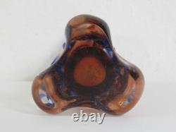 Czech Niagara Range by Karel Zemek for Mstisov Glass Coral and Cobalt Blue Vase