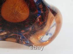 Czech Niagara Range by Karel Zemek for Mstisov Glass Coral and Cobalt Blue Vase