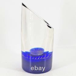 Czech Signed Studio Art Hand Blown Bullicante Cobalt Heavy Glass Vase