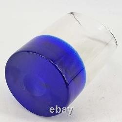 Czech Signed Studio Art Hand Blown Bullicante Cobalt Heavy Glass Vase