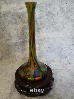 Czechoslovakian ARTIST-KRALIK Czech Blown Glass Vase 1920 Signed 9