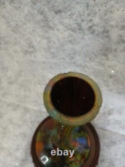 Czechoslovakian ARTIST-KRALIK Czech Blown Glass Vase 1920 Signed 9