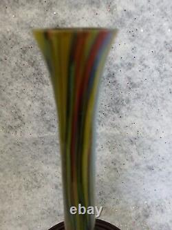 Czechoslovakian ARTIST-KRALIK Czech Blown Glass Vase 1920 Signed 9