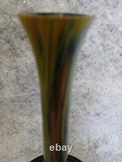 Czechoslovakian ARTIST-KRALIK Czech Blown Glass Vase 1920 Signed 9