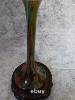 Czechoslovakian ARTIST-KRALIK Czech Blown Glass Vase 1920 Signed 9