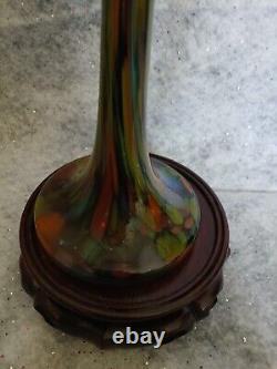 Czechoslovakian ARTIST-KRALIK Czech Blown Glass Vase 1920 Signed 9