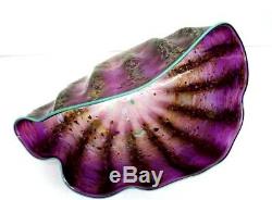DALE CHIHULY Sea Form Big SeaShell Art Glass Vase/Deco Sculpture, Apr 12.5 Wide