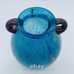 Dale Tiffany Favrile Art Glass Milano Amphora Blue Vase Copper Aventurine 7T