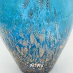 Dale Tiffany Favrile Art Glass Milano Amphora Blue Vase Copper Aventurine 7T
