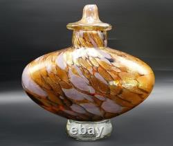 Dale Tiffany Hand Blown Art Glass Lidded Vase Gold Lilac Aventurine Art Deco