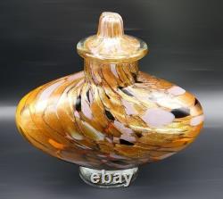 Dale Tiffany Hand Blown Art Glass Lidded Vase Gold Lilac Aventurine Art Deco