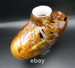 Dale Tiffany Hand Blown Art Glass Lidded Vase Gold Lilac Aventurine Art Deco