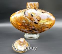 Dale Tiffany Hand Blown Art Glass Lidded Vase Gold Lilac Aventurine Art Deco