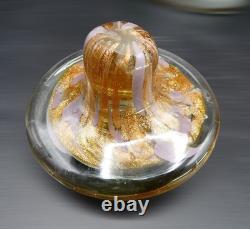Dale Tiffany Hand Blown Art Glass Lidded Vase Gold Lilac Aventurine Art Deco