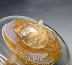 Dale Tiffany Hand Blown Art Glass Lidded Vase Gold Lilac Aventurine Art Deco