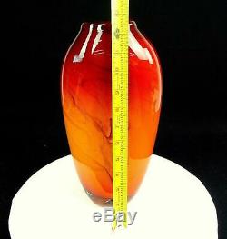 Dan Bergsma Signed #256 Pilchuck Cased Art Glass Marbleized Swirl 12 3/4 Vase