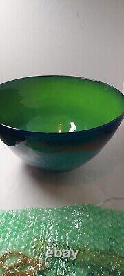 Danish large hand blown bowl art glass