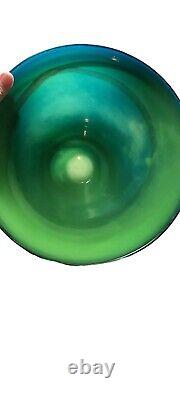 Danish large hand blown bowl art glass