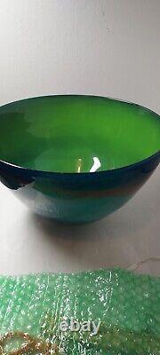 Danish large hand blown bowl art glass