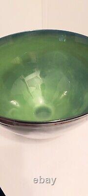 Danish large hand blown bowl art glass